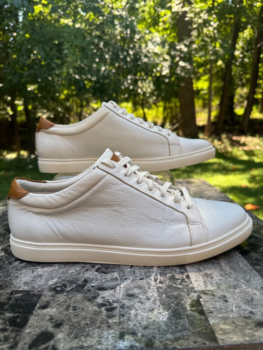 Allen Edmonds Courtside Low Top White Leather Sneakers Shoes Mens Size 11.5 D